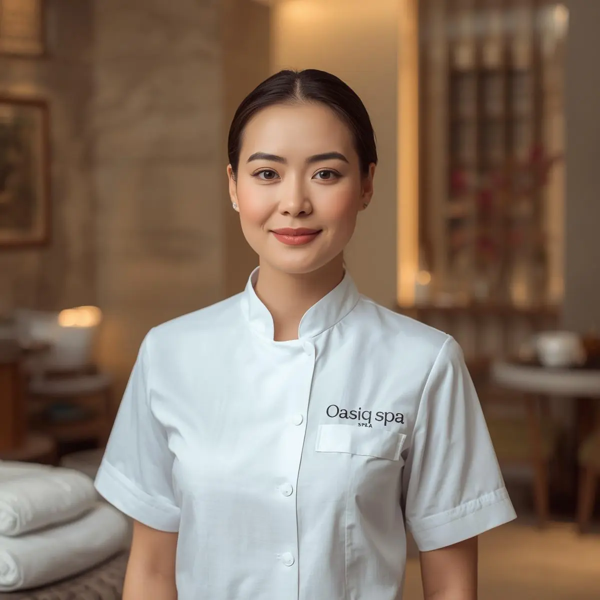 Massage-center-single-staff-closeup-image-in-white-uniform