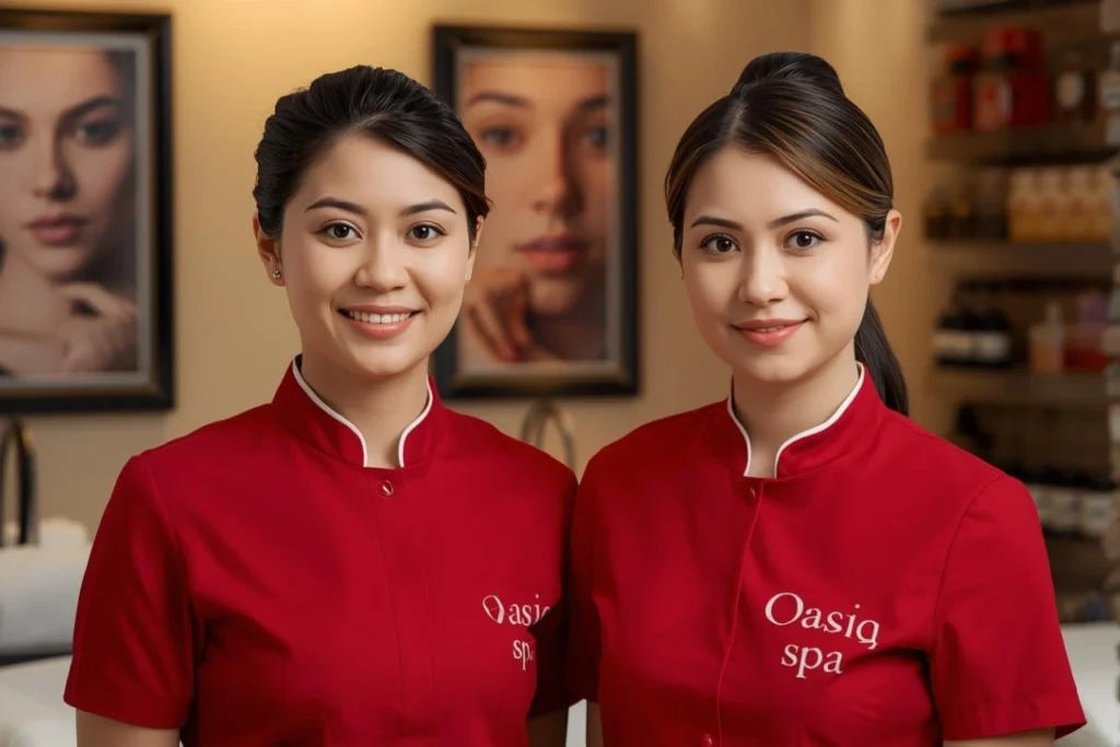 therapists in spa uniforms